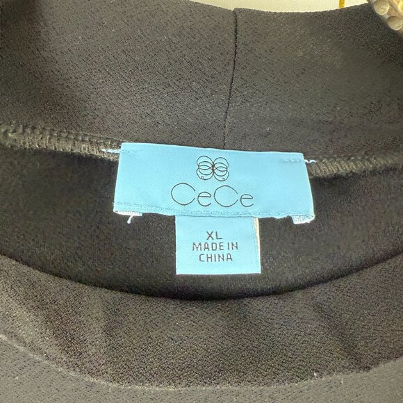 CeCe Black Mock Neck Ruffle Sleeve Blouse - Size - XL - Picture 5 of 6